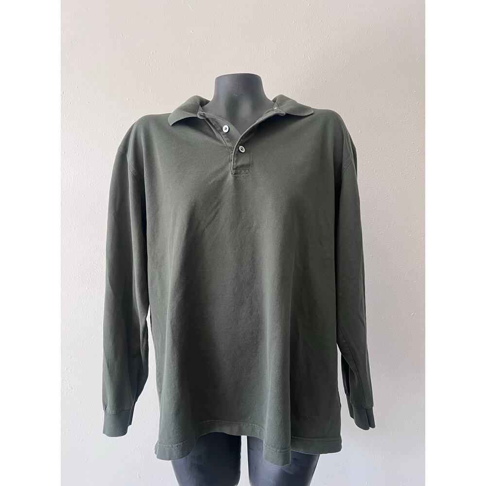 Marbas Polo Shirt Men’s L Green Long Sleeves made in Italy Outdoors‎ Preppy Y2K